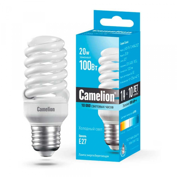 Лампа энергосберегающая Camelion E27 20W 4200K LH20-FS-T2-M/842/E27 10523 Лампа энергосберегающая Camelion E27 20W 4200K LH20-FS-T2-M/842/E27 10523