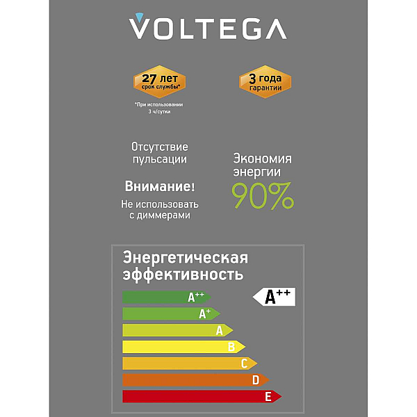 Лампа светодиодная филаментная Voltega 271 E27 4W 1800K дымчатая 8569