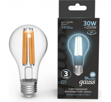 Лампа светодиодная филаментная Gauss E27 30W 2700K прозрачная 102902230