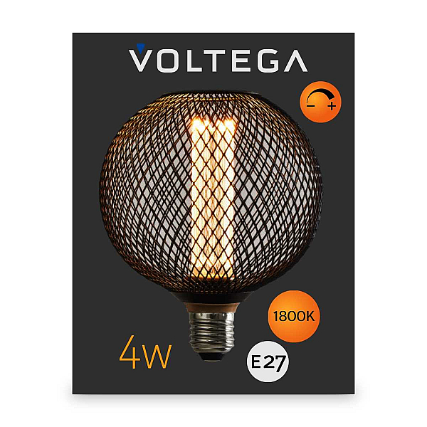 Лампа светодиодная филаментная Voltega 271 E27 4W 1800K черная 8548