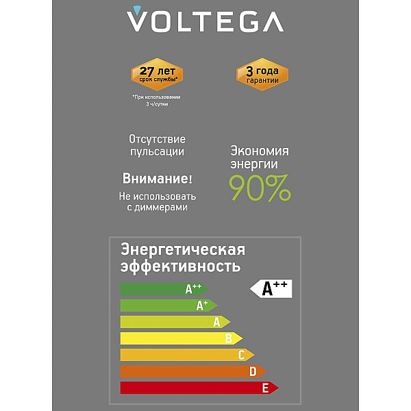 Лампа светодиодная филаментная Voltega 271 E27 4W 3000K прозрачная 8572