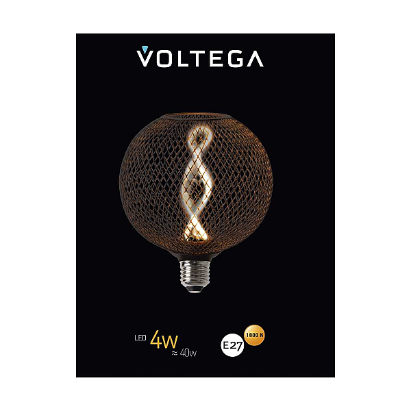 Лампа светодиодная филаментная Voltega 271 E27 4W 1800K черная 8596