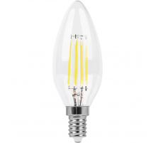 Лампа светодиодная филаментная Feron E14 9W 2700K Свеча Прозрачная LB-73 25956