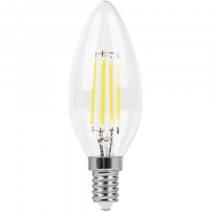 Лампа светодиодная филаментная Feron E14 9W 2700K Свеча Прозрачная LB-73 25956