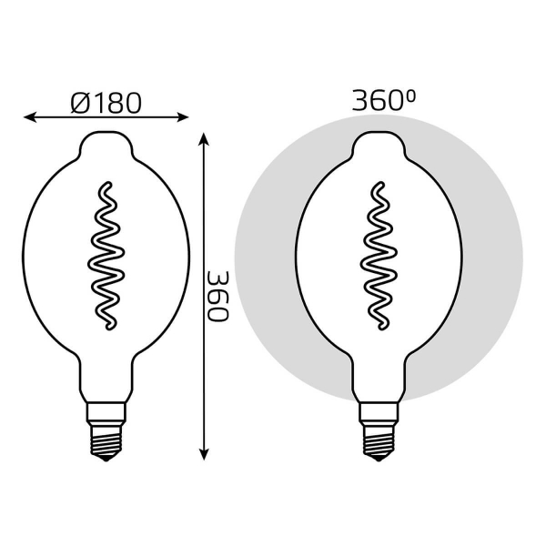 Лампа светодиодная филаментная Gauss E27 8,5W 1800K серая 152802005 Лампа светодиодная филаментная Gauss E27 8,5W 1800K серая 152802005