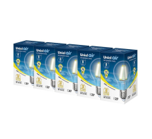 Набор светодиодных ламп филаментная Uniel E27 8W 3000K прозрачная LED-A60-8W/WW/E27/CL GLA01TR UL-00008080