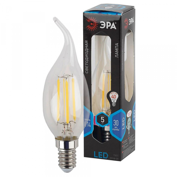 Лампа светодиодная филаментная ЭРА E14 5W 4000K прозрачная F-LED BXS-5W-840-E14 Б0043448 Лампа светодиодная филаментная ЭРА E14 5W 4000K прозрачная F-LED BXS-5W-840-E14 Б0043448