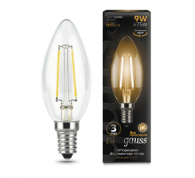 Лампа светодиодная филаментная Gauss E14 9W 2700К прозрачная 103801109