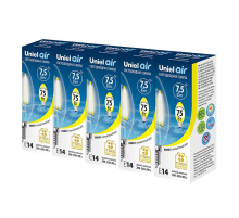 Набор светодиодных ламп филаментная Uniel E14 7,5W 3000K прозрачная LED-C35-7,5W/WW/E14/CL GLA01TR UL-00008081