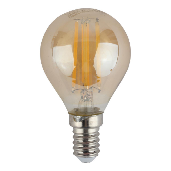 Лампа светодиодная филаментная ЭРА E14 9W 2700K золотая F-LED P45-9w-827-E14 gold Б0047022 Лампа светодиодная филаментная ЭРА E14 9W 2700K золотая F-LED P45-9w-827-E14 gold Б0047022