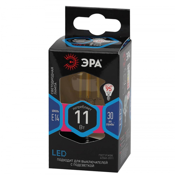 Лампа светодиодная филаментная ЭРА E14 11W 4000K прозрачная F-LED P45-11w-840-E14 Б0047014 Лампа светодиодная филаментная ЭРА E14 11W 4000K прозрачная F-LED P45-11w-840-E14 Б0047014