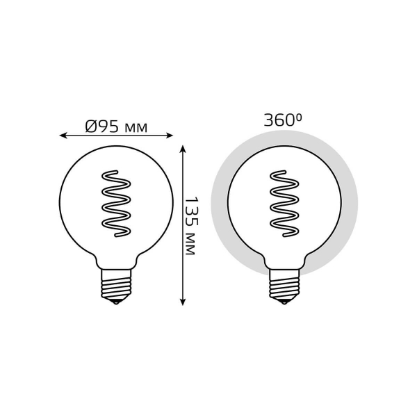 Лампа светодиодная филаментная Gauss E27 6W 2400K золотая 105802007 Лампа светодиодная филаментная Gauss E27 6W 2400K золотая 105802007