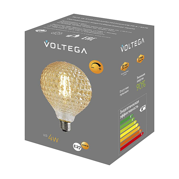 Лампа светодиодная филаментная Voltega 271 E27 4W 2200K желтая 8576