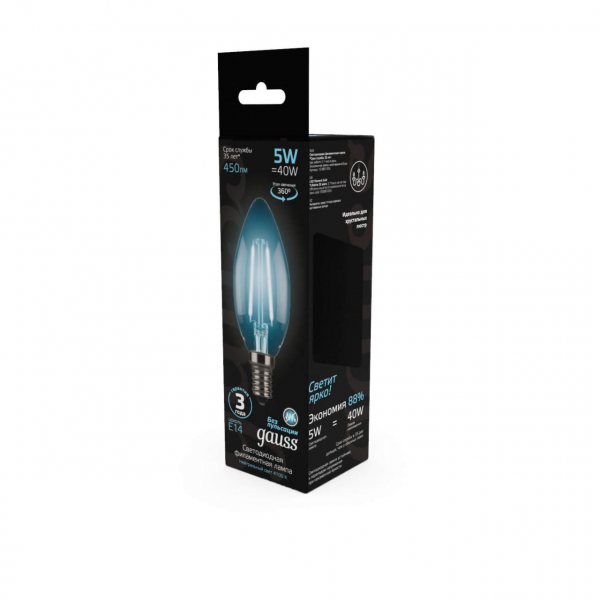 Лампа светодиодная Gauss E14 5W 4100K прозрачная 103801205 Лампа светодиодная Gauss E14 5W 4100K прозрачная 103801205