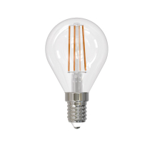 Лампа светодиодная филаментная диммируемая Uniel E14 9W 4000K прозрачная LED-G45-9W/4000K/E14/CL/DIM GLA01TR UL-00005192