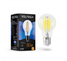 Лампа светодиодная филаментная диммируемая Voltega E27 8W 2800К прозрачная VG10-А1E27warm8W-FD 5489