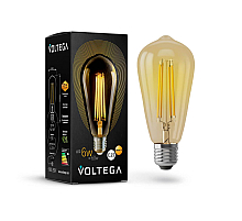 Лампа светодиодная филаментная Voltega E27 6W 2800К золотая VG10-ST64Gwarm6W 5526