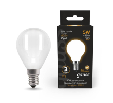 Лампа светодиодная филаментная Gauss E14 5W 2700К матовая 105201105