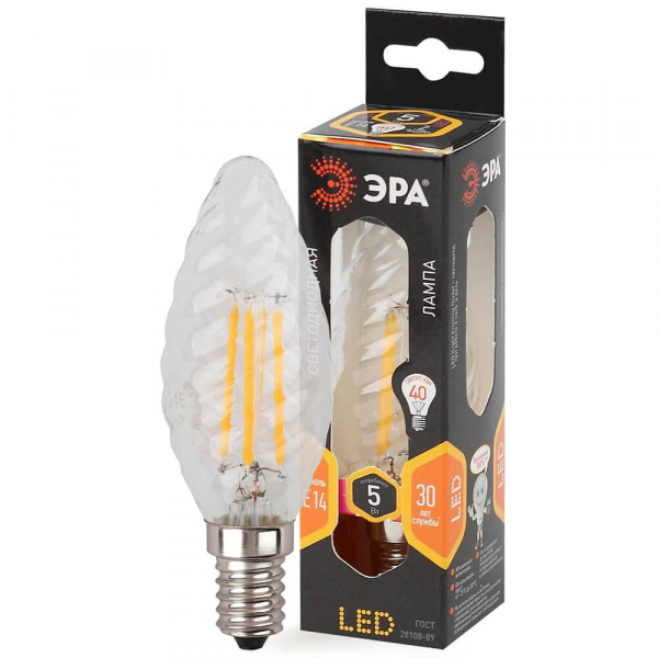 Лампа светодиодная филаментная ЭРА E14 5W 2700K прозрачная F-LED BTW-5W-827-E14 Б0027935 Лампа светодиодная филаментная ЭРА E14 5W 2700K прозрачная F-LED BTW-5W-827-E14 Б0027935