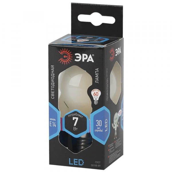 Лампа светодиодная филаментная ЭРА E14 7W 4000K матовая F-LED P45-7W-840-E14 frost Б0027957 Лампа светодиодная филаментная ЭРА E14 7W 4000K матовая F-LED P45-7W-840-E14 frost Б0027957