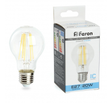 Лампа светодиодная филаментная Feron E27 20W 6400K прозрачная LB-620 48285