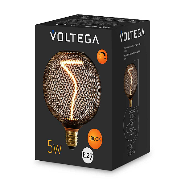 Лампа светодиодная филаментная Voltega 271 E27 5W 1800K черная 8539