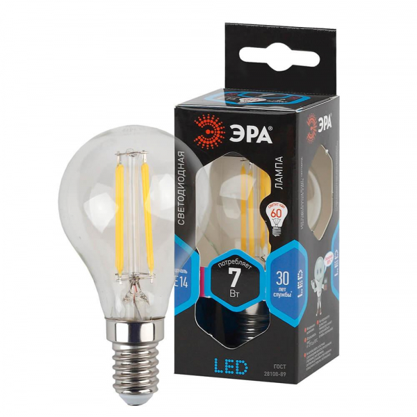 Лампа светодиодная филаментная ЭРА E14 7W 4000K прозрачная F-LED P45-7W-840-E14 Б0027947 Лампа светодиодная филаментная ЭРА E14 7W 4000K прозрачная F-LED P45-7W-840-E14 Б0027947