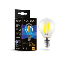 Лампа светодиодная филаментная Voltega E14 6W 3000K прозрачная 7213
