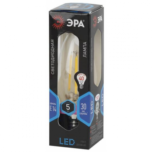 Лампа светодиодная филаментная ЭРА E14 5W 4000K прозрачная F-LED B35-5W-840-E14 Б0043449 Лампа светодиодная филаментная ЭРА E14 5W 4000K прозрачная F-LED B35-5W-840-E14 Б0043449