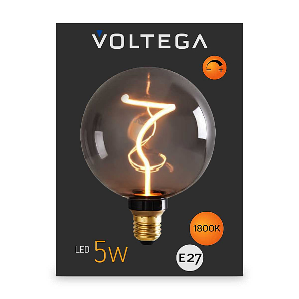 Лампа светодиодная филаментная Voltega 271 E27 5W 1800K дымчатая 8537
