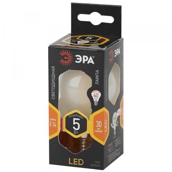 Лампа светодиодная филаментная ЭРА E14 5W 2700K матовая F-LED P45-5W-827-E14 frost Б0027929 Лампа светодиодная филаментная ЭРА E14 5W 2700K матовая F-LED P45-5W-827-E14 frost Б0027929