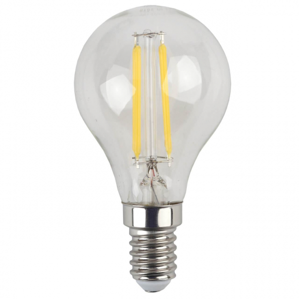 Лампа светодиодная филаментная ЭРА E14 5W 2700K прозрачная F-LED P45-5W-827-E14 Б0043437 Лампа светодиодная филаментная ЭРА E14 5W 2700K прозрачная F-LED P45-5W-827-E14 Б0043437