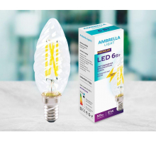 Лампа светодиодная филаментная Ambrella light E14 6W 6400K прозрачная 202126
