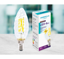 Лампа светодиодная филаментная Ambrella light E14 6W 6400K прозрачная 202126