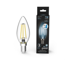 Лампа светодиодная филаментная диммируемая Gauss E14 7W 4100K прозрачная 103801207-S
