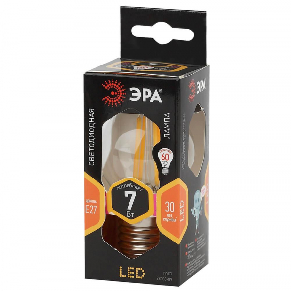 Лампа светодиодная филаментная ЭРА E27 7W 2700K прозрачная F-LED P45-7W-827-E27 Б0027948 Лампа светодиодная филаментная ЭРА E27 7W 2700K прозрачная F-LED P45-7W-827-E27 Б0027948