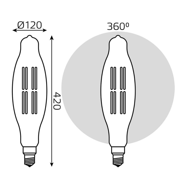 Лампа светодиодная филаментная Gauss E27 8W 2400K золотая 155802008 Лампа светодиодная филаментная Gauss E27 8W 2400K золотая 155802008