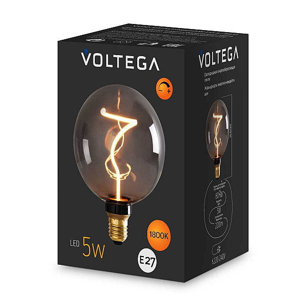 Лампа светодиодная филаментная Voltega 271 E27 5W 1800K дымчатая 8537