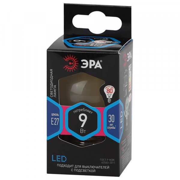 Лампа светодиодная филаментная ЭРА E27 9W 4000K матовая F-LED P45-9w-840-E27 frost Б0047030 Лампа светодиодная филаментная ЭРА E27 9W 4000K матовая F-LED P45-9w-840-E27 frost Б0047030
