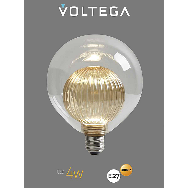Лампа светодиодная филаментная Voltega 271 E27 4W 3000K прозрачная 8572