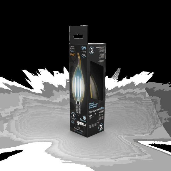 Лампа светодиодная филаментная Gauss E14 5W 4100K золотая 104801805