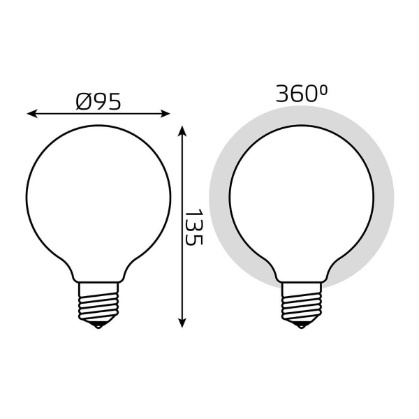 Лампа светодиодная филаментная Gauss E27 10W 4100К матовая 189202210 Лампа светодиодная филаментная Gauss E27 10W 4100К матовая 189202210
