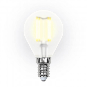 Лампа светодиодная филаментная Uniel E14 6W 3000K матовая LED-G45-6W/WW/E14/FR PLS02WH UL-00000303