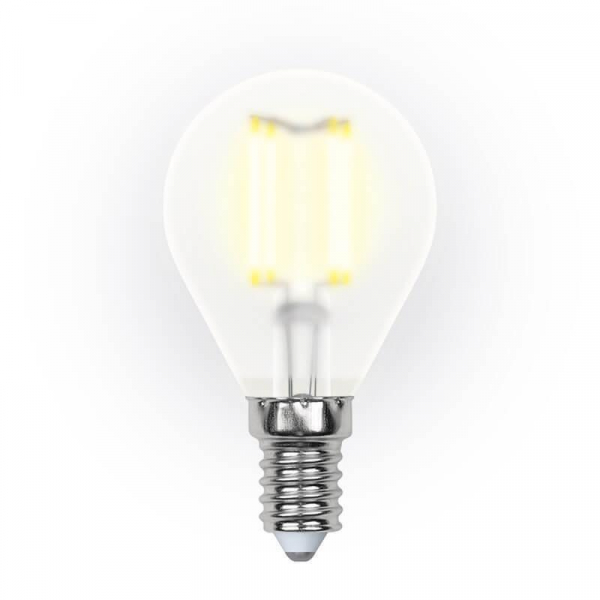 Лампа светодиодная филаментная Uniel E14 6W 3000K матовая LED-G45-6W/WW/E14/FR PLS02WH UL-00000303 Лампа светодиодная филаментная Uniel E14 6W 3000K матовая LED-G45-6W/WW/E14/FR PLS02WH UL-00000303