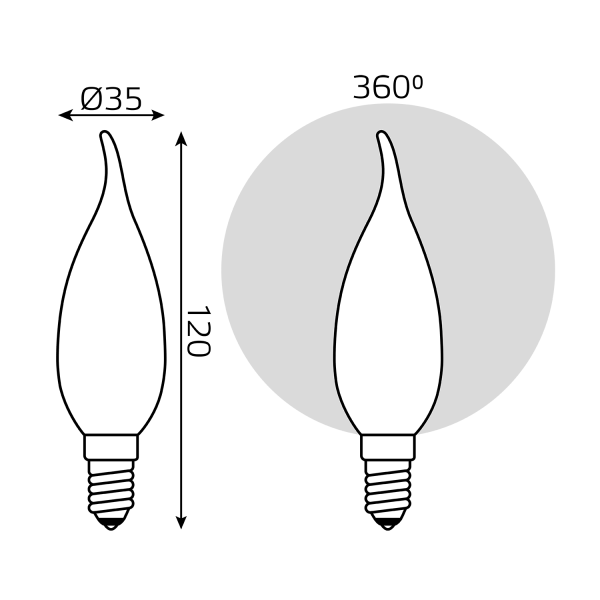 Лампа светодиодная филаментная Gauss E14 9W 4100К матовая 104201209