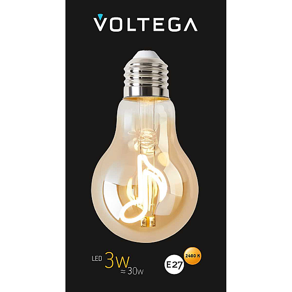 Лампа светодиодная филаментная Voltega 271 E27 3W 2400K желтая 8582