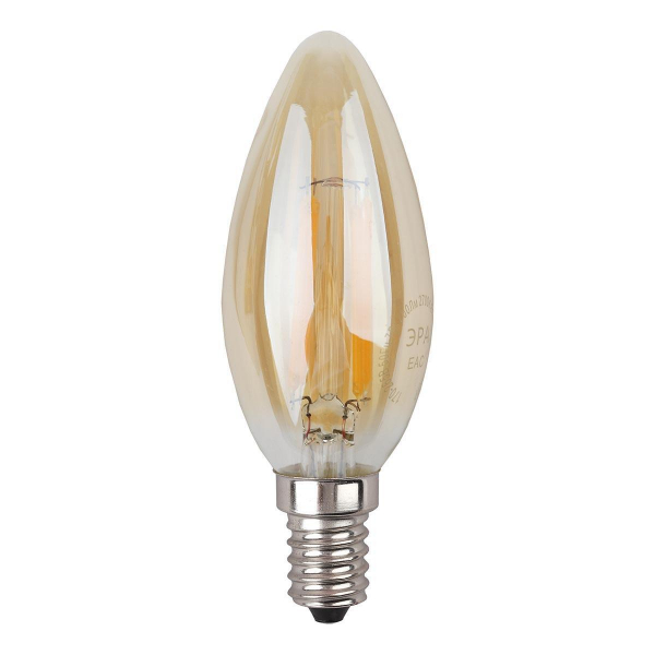 Лампа светодиодная филаментная ЭРА E14 5W 4000K золотая F-LED B35-5W-840-E14 gold Б0047032