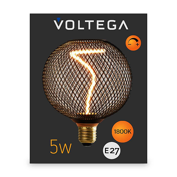 Лампа светодиодная филаментная Voltega 271 E27 5W 1800K черная 8539