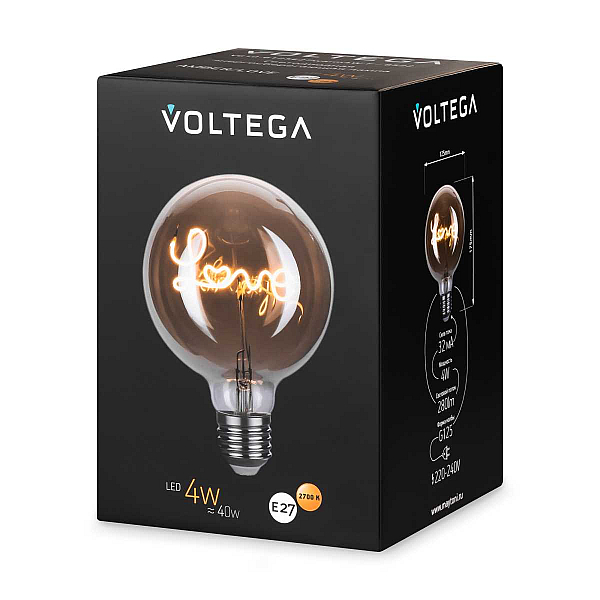 Лампа светодиодная филаментная Voltega 271 E27 4W 2700K янтарная 8522