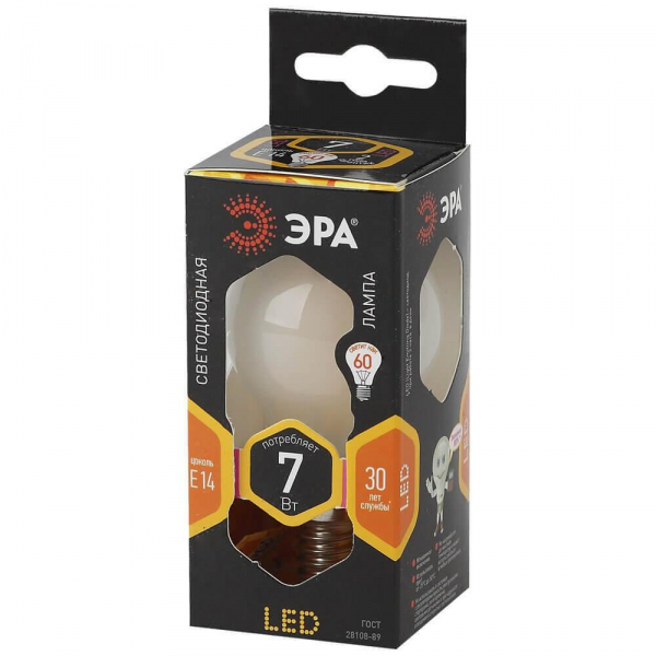 Лампа светодиодная филаментная ЭРА E14 7W 2700K матовая F-LED P45-7W-827-E14 frost Б0027956 Лампа светодиодная филаментная ЭРА E14 7W 2700K матовая F-LED P45-7W-827-E14 frost Б0027956